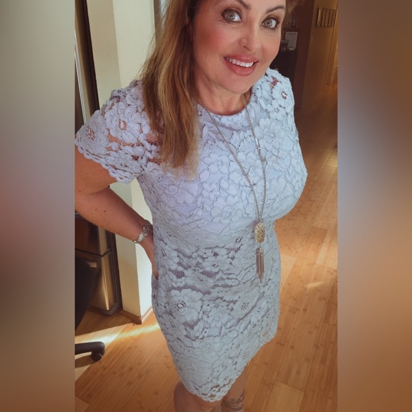 Lauren Ralph Lauren Lace Midi Dress in Light Blue - Picture 6 of 13